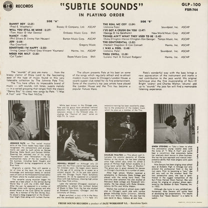 Johnnie Pate / ジョニー・ペイト / Subtle Sounds (FSR-744)