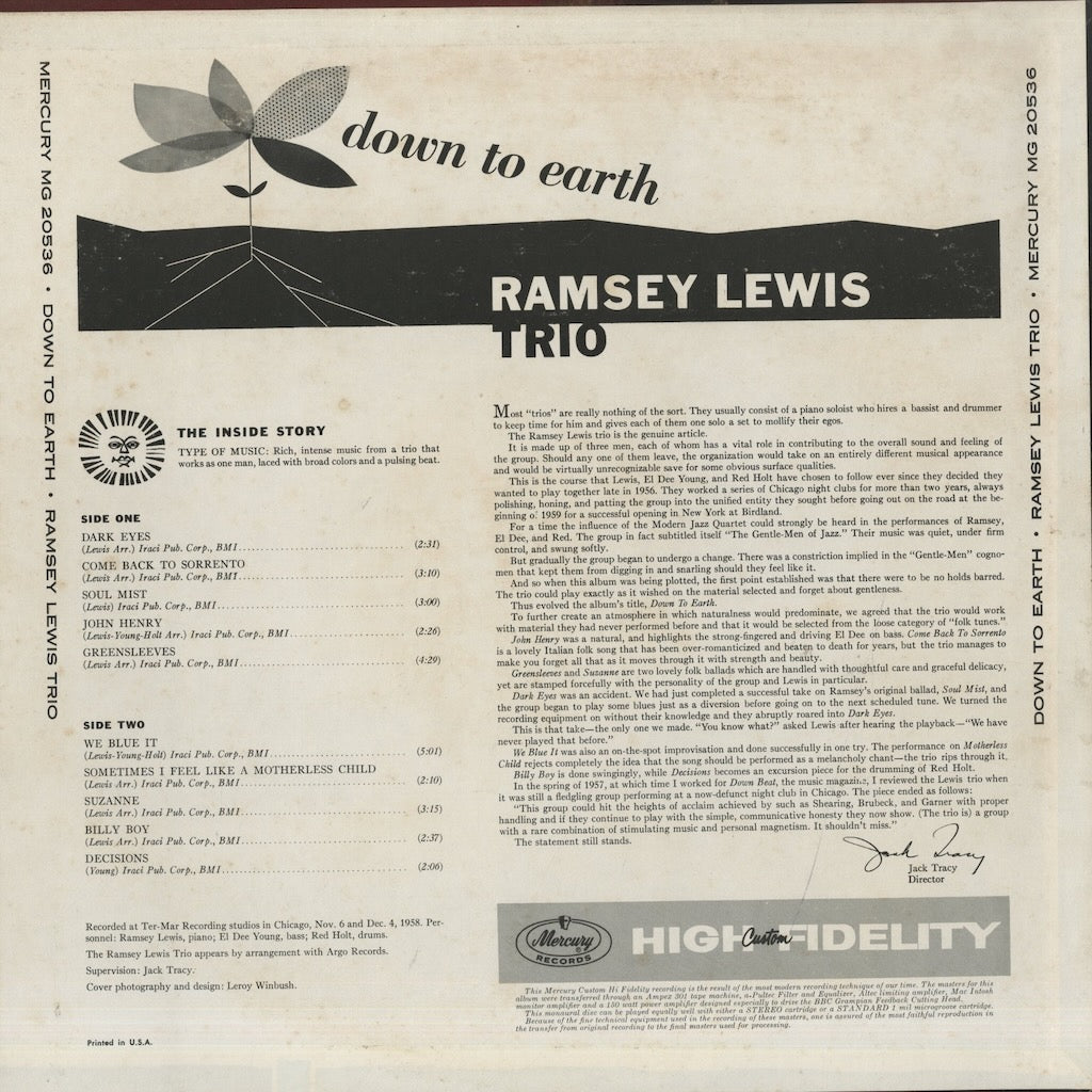 Ramsey Lewis / ラムゼイ・ルイス / Down To Earth (MG 20536)