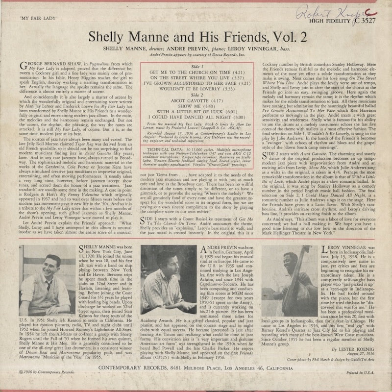 Shelly Manne / シェリー・マン / My Fair Lady (C3527) – VOXMUSIC 
