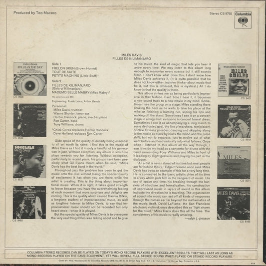 Miles Davis - Filles De Kilimanjaro (CS 9750) LP 1969 US Columbia｜中古LP