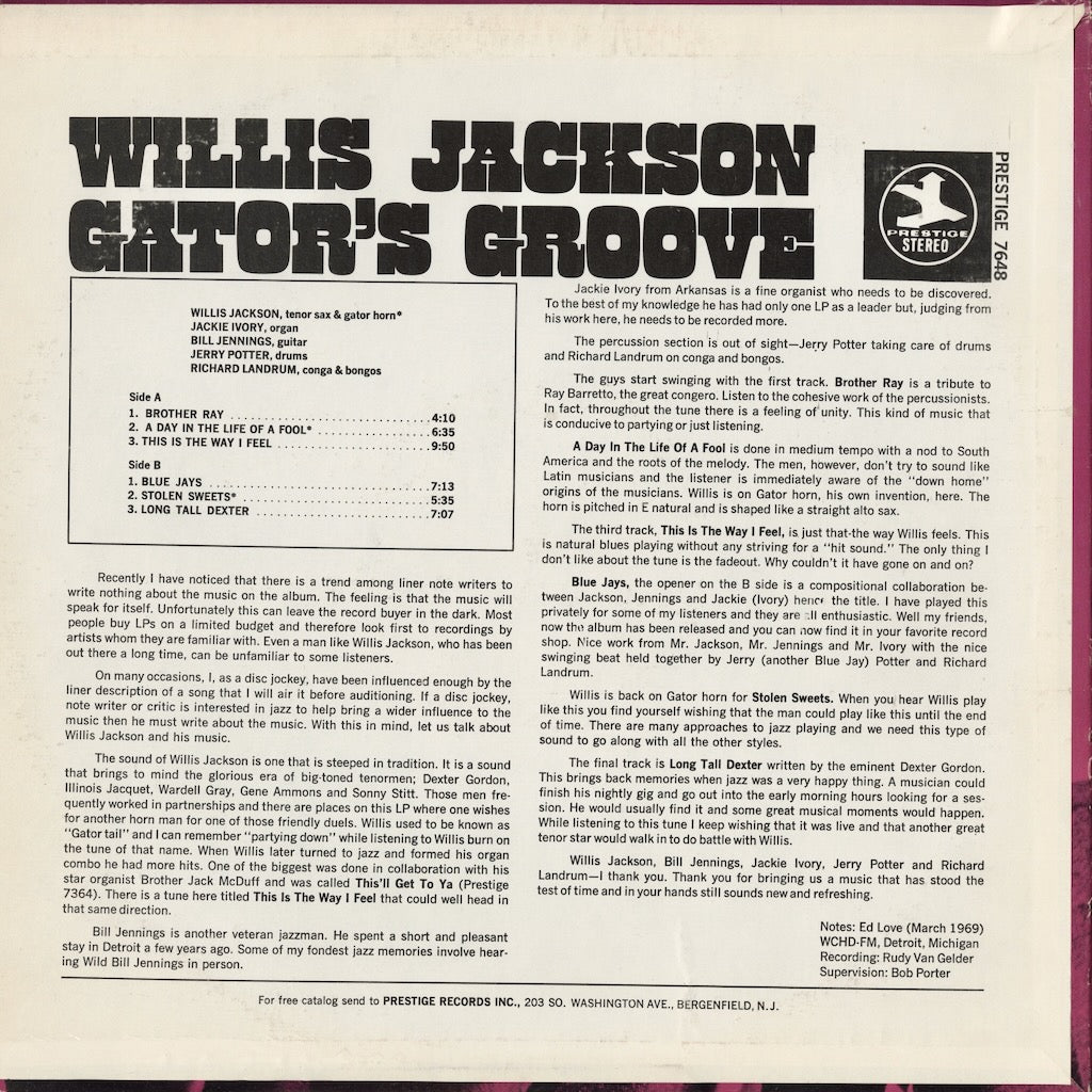 Willis Jackson / ウィリス・ジャクソン / Gator's Groove (PRT 7648)