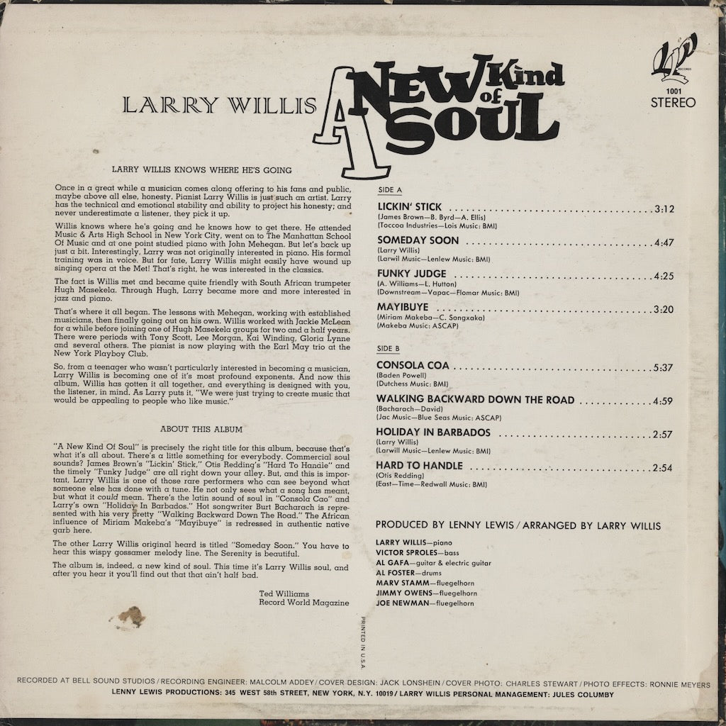 Larry Willis / ラリー・ウィリス / A New Kind Of Soul (L.L.P. 1001)