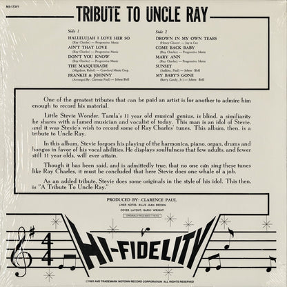 Stevie Wonder / スティーヴィー・ワンダー / Tribute Yo Uncle Ray (M5-173V1)