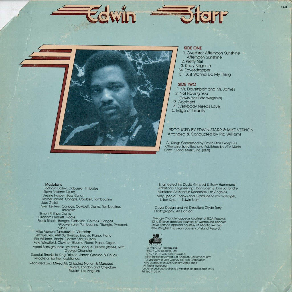 Edwin Starr - S.T. (T-538) LP 1977 US 20th Century｜中古LP