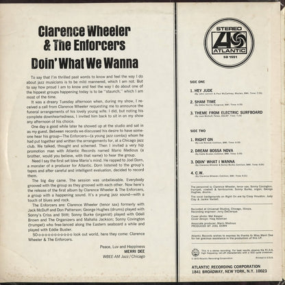 Clarence Wheeler & The Enforcers - Doin' What We Wanna (SD 1551) 1970 US Atlantic｜中古LP