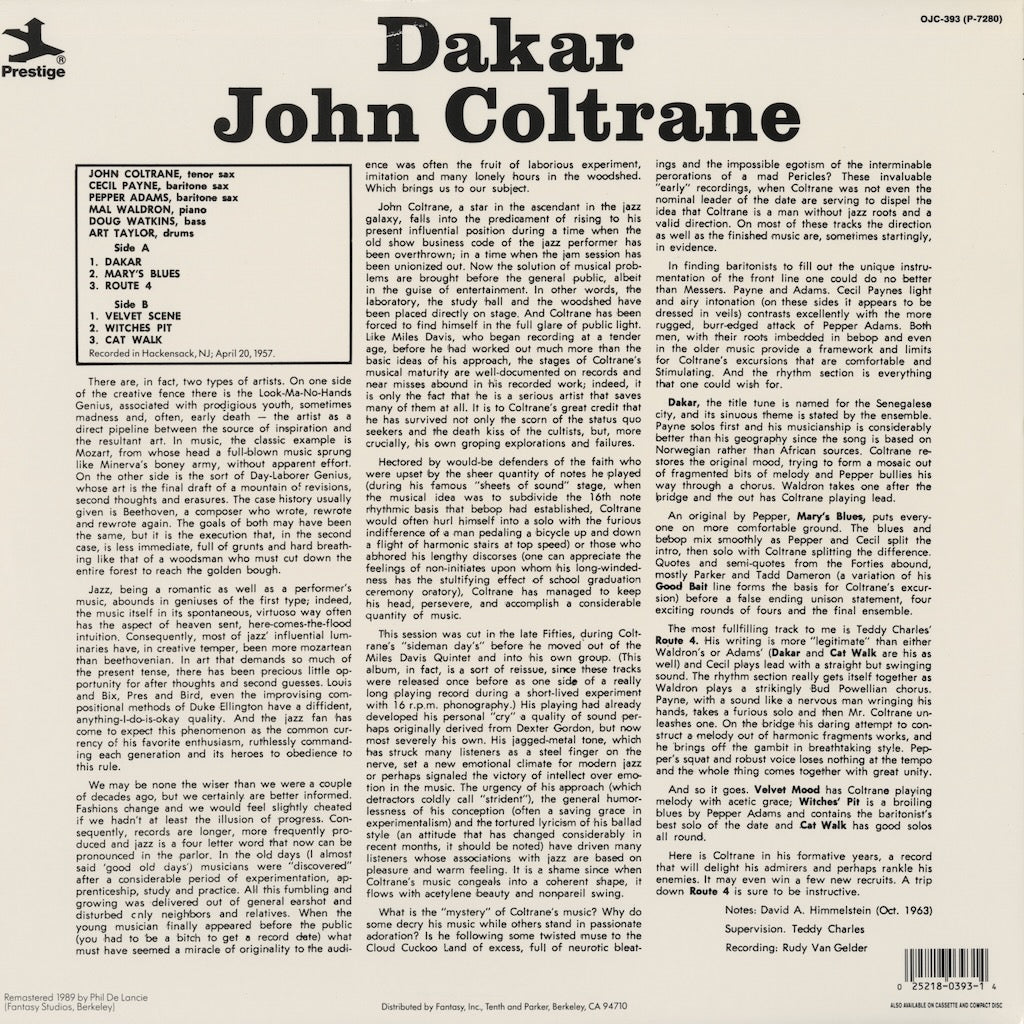 John Coltrane / ジョン・コルトレーン / Dakar (OJC-393)