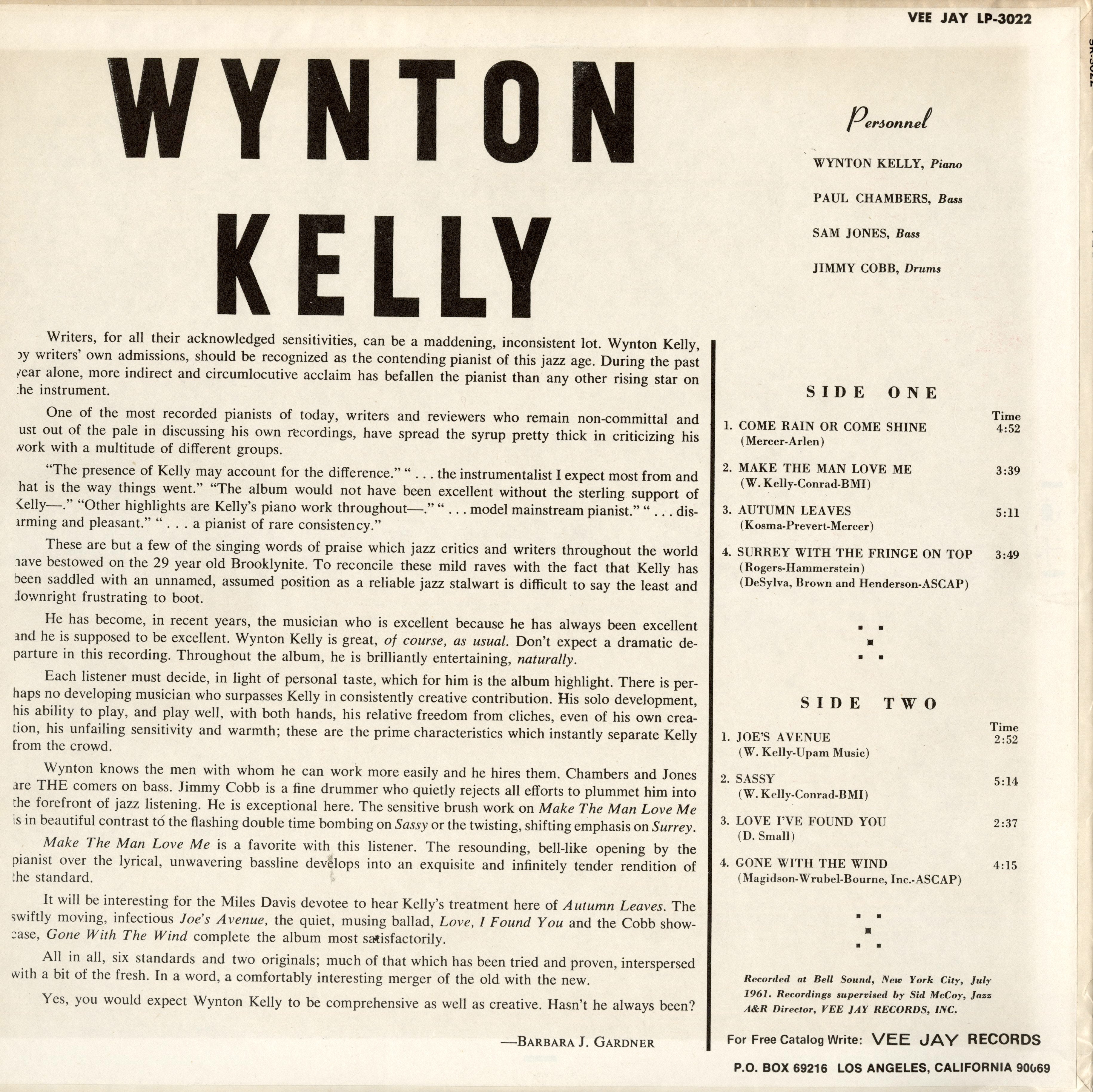 Wynton Kelly / ウィントン・ケリー / Wynton Kelly! (VJLP-3022