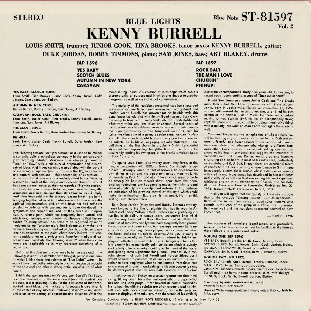Kenny Burrell - Blue Lights Volume 2 (BN 1597) 1994 JPN Blue Note｜中古LP