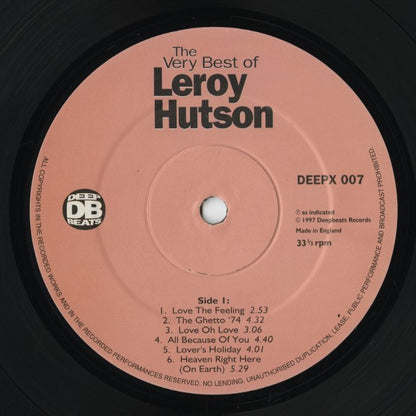 Leroy Hutson - The Very Best Of Leroy Hutson (DEEPX 007) LP 1997 UK Deepbeats｜中古LP
