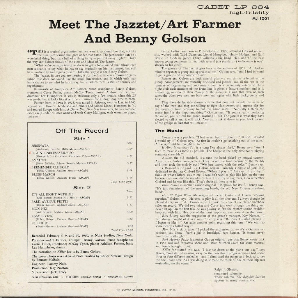 Art Farmer / Benny Golson – Meet The Jazztet (MJ-1001) 1975 JPN Cadet｜中古LP