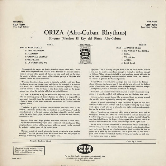 Silvestre El Rey Del Ritmo Afro-Cubano - Oriza (Afro-Cuban Rhythms) (CELP 426) LP 1960 US Seeco｜中古LP