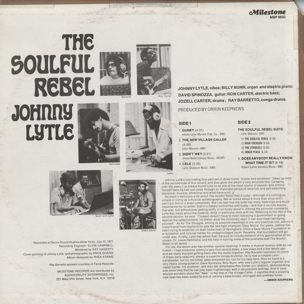 Johnny Lytle / ジョニー・ライトル / The Soulful Rebel (MSP 9036