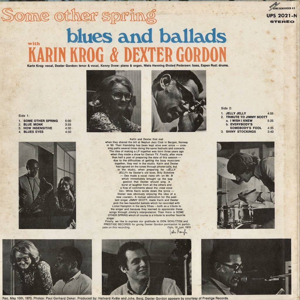 Karin Krog & Dexter Gordon / カーリン・クロッグ　デクスター・ゴードン / Some Other Spring Blues And Ballads (UPS-2021-N)