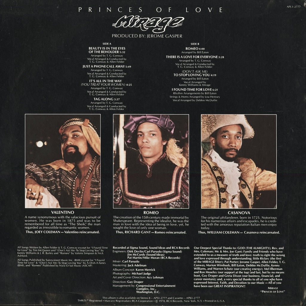 Mirage - Princes Of Love (APL1-2777) 1978 US RCA｜中古LP