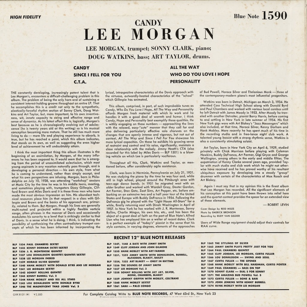 Lee Morgan / リー・モーガン / Candy (GXK-8131M)