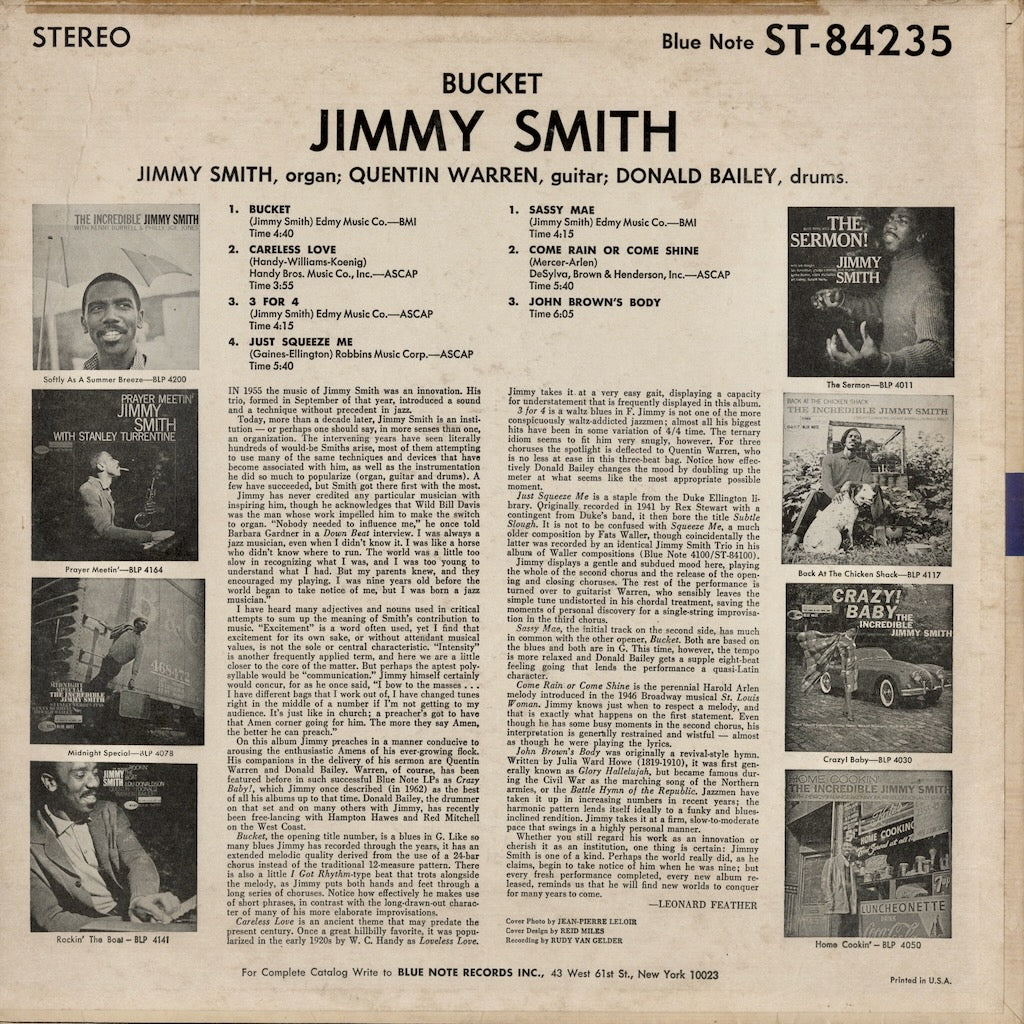 Jimmy Smith / ジミー・スミス / Bucket (BST 84235)