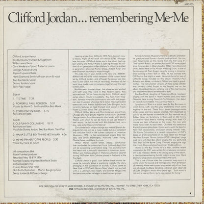 Clifford Jordan / クリフォード・ジョーダン / Remembering Me-Me (MR 5105)