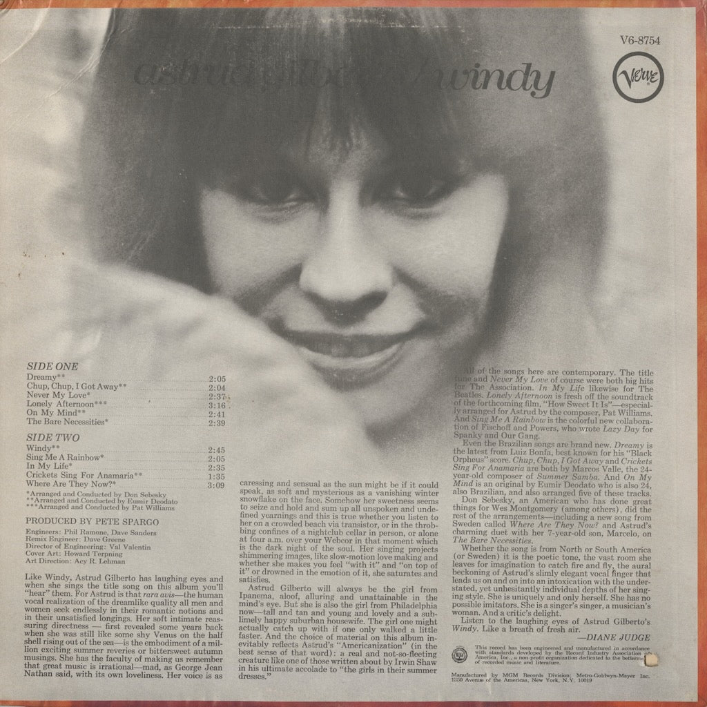Astrud Gilberto / アストラッド・ジルベルト / Windy (V6-8754)
