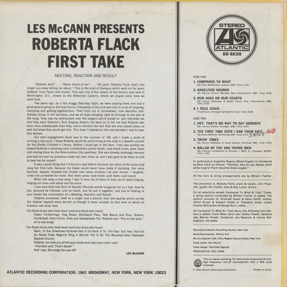 Roberta Flack - First Take (SD 8230) LP 1970's US Atlantic｜中古LP