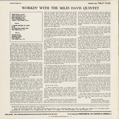 Miles Davis - Workin' (SMJ-6503M) 1975 JPN Prestige｜中古LP