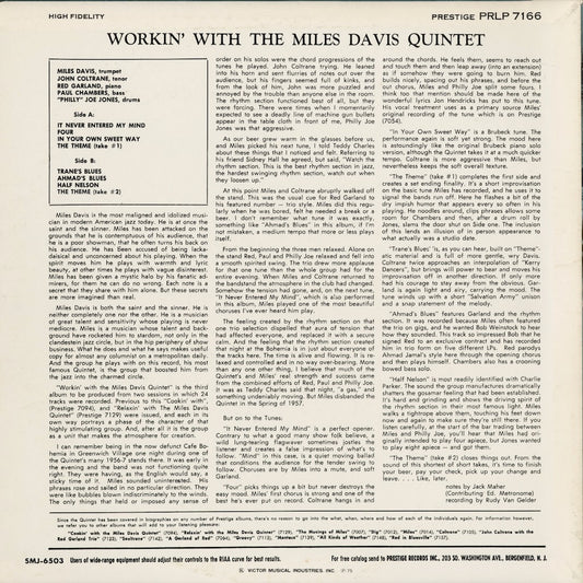 Miles Davis - Workin' (SMJ-6503M) 1975 JPN Prestige｜中古LP