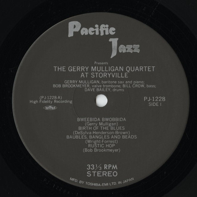Gerry Mulligan Quartet / ジェリー・マリガン / Recorded In Boston At Storyville (PJ-1228)