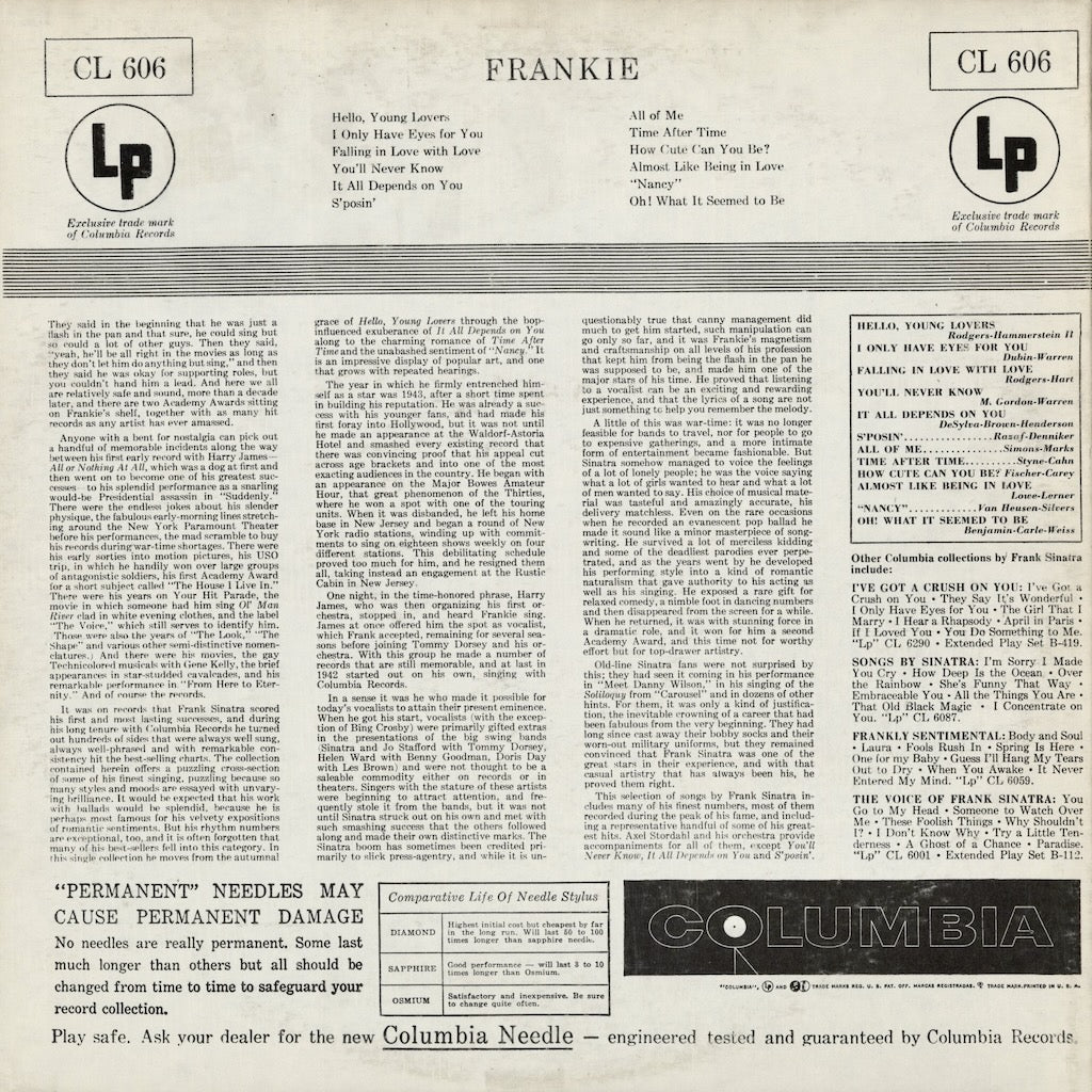 Frank Sinatra - Frankie (CL 606) 1958 US Columbia｜中古LP