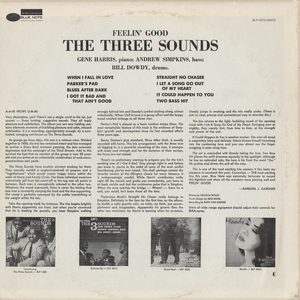 The Three Sounds / スリー・サウンズ / Feelin' Good (BST 84072) US Blue Note Liberty 青黒Lbl.