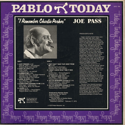Joe Pass - I Remember Charlie Parker (2312 109) LP 1979 US Pablo Today｜中古LP