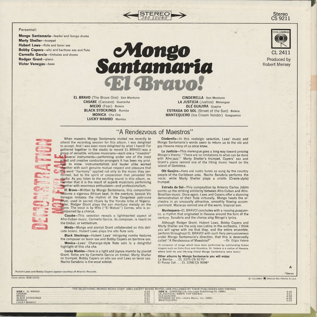 Mongo Santamaria – El Bravo! (CS 9211) LP 1965 US Columbia｜中古LP