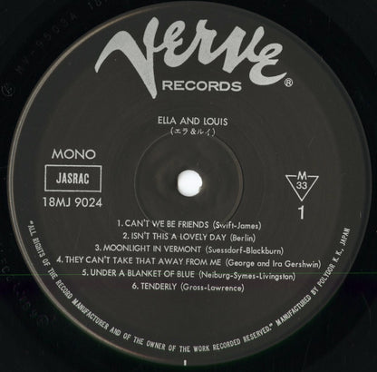 Ella Fitzgerald, Louis Armstrong - Ella and Louis (18MJ 9024) 1981 JPN Verve｜中古LP
