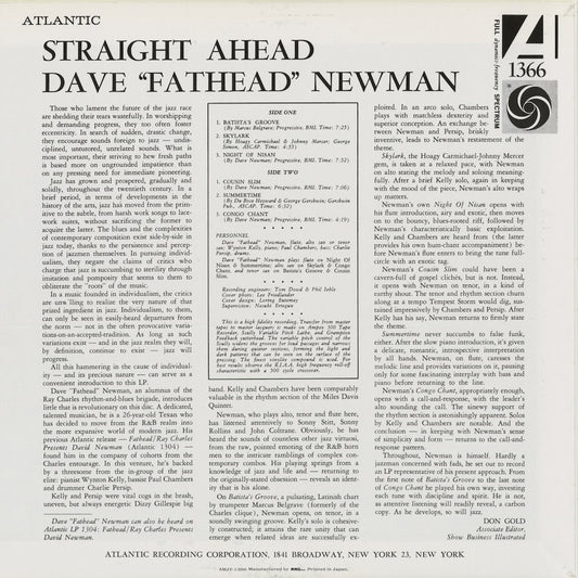 Dave Fathead Newman - Straight Ahead (AMJY 1366) 1992 JPN Atlantic｜中古LP