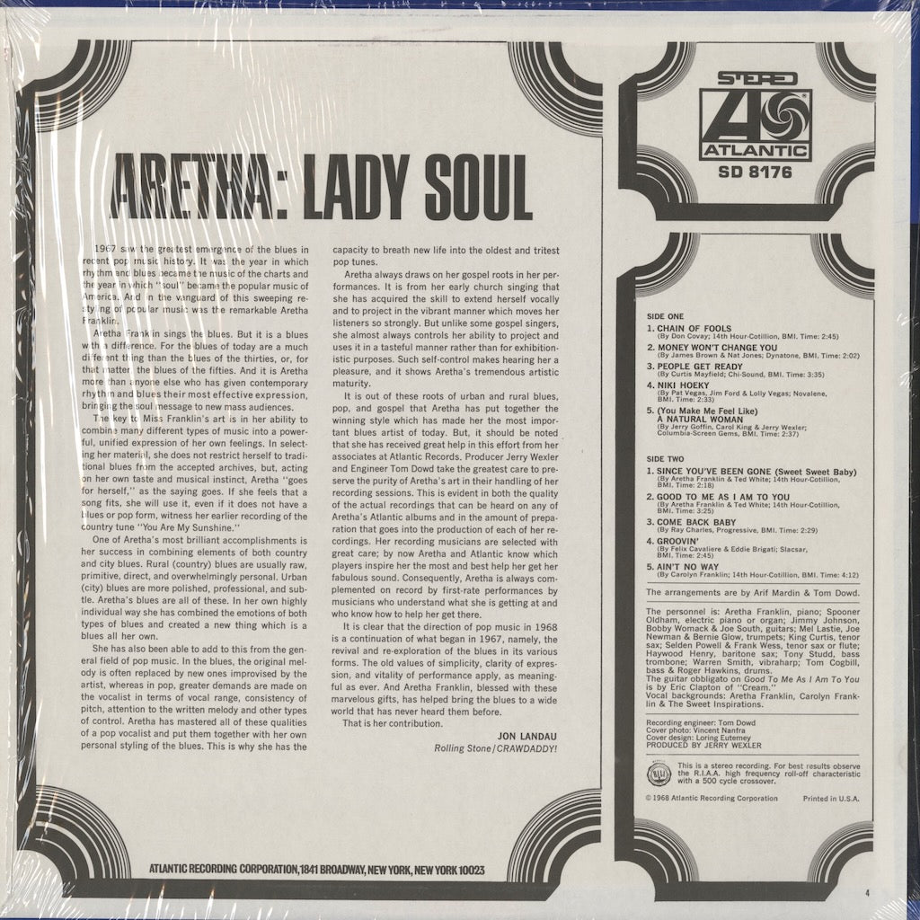 Aretha Franklin / アレサ・フランクリン / Lady Soul (SD 8176)