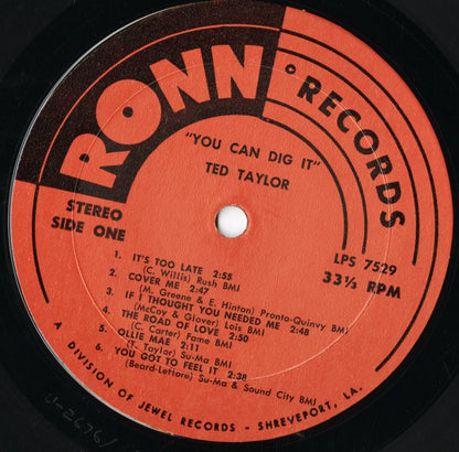 Ted Taylor - You Can Dig It! (LPS 7529) LP 1970 US Ronn｜中古LP