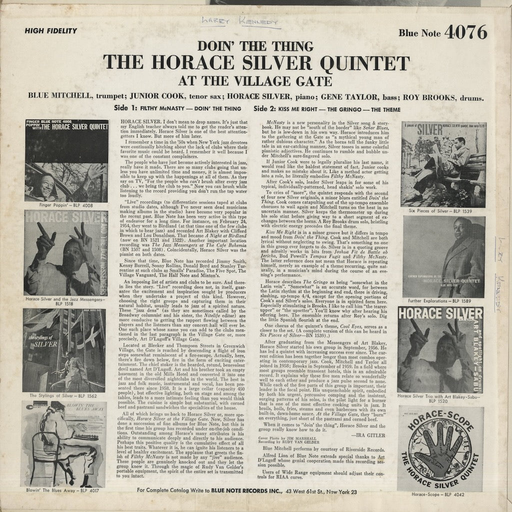 Horace Silver / ホレス・シルヴァー / Doin' The Thing At The Village Gate (BLP 4076)