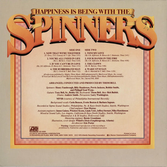 Spinners - Happiness Is Being With The Spinners (SD 18181) 1976 US Atlantic｜中古LP