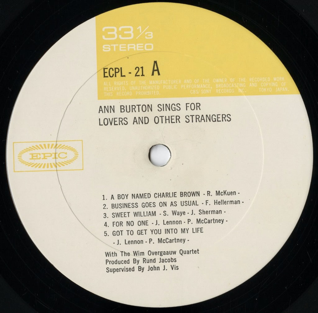 Ann Burton - Sings For Lovers and Other Strangers (ECPL-21) LP 1972 JPN Epic｜中古LP