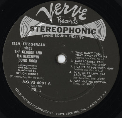 Ella Fitzgerald - Sings The George And Ira Gershwin Song Book Vol. 5 (MG VS-6081) LP 1959 US Verve｜中古LP