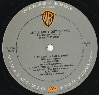 Marty Paich - I Get a Boot Out of You (W 1349) LP 1959 US Warner｜中古LP