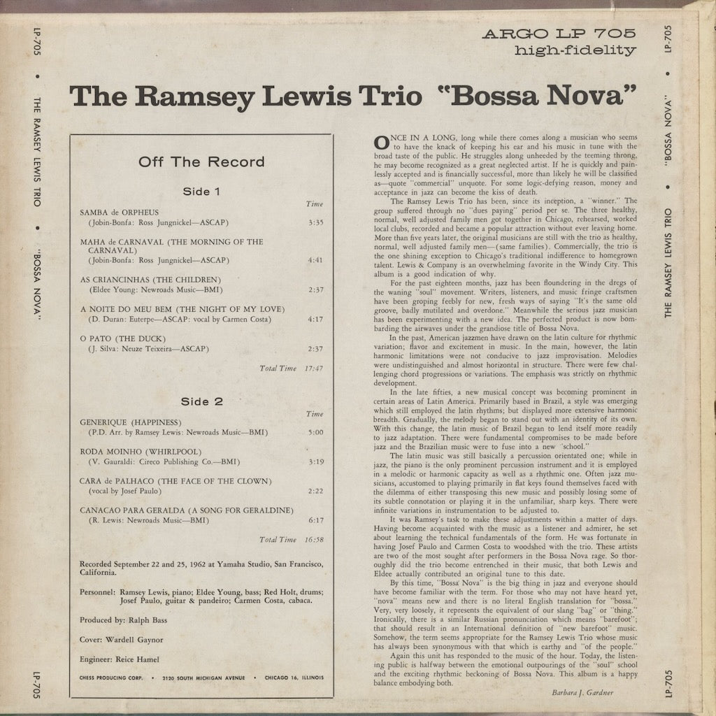 Ramsey Lewis – Bossa Nova (LPS 705) LP 1962 US Cadet | 中古LP