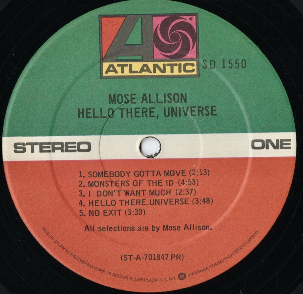 Mose Allison - Hello There Universe (SD 1550) 1970's US Atlantic｜中古LP