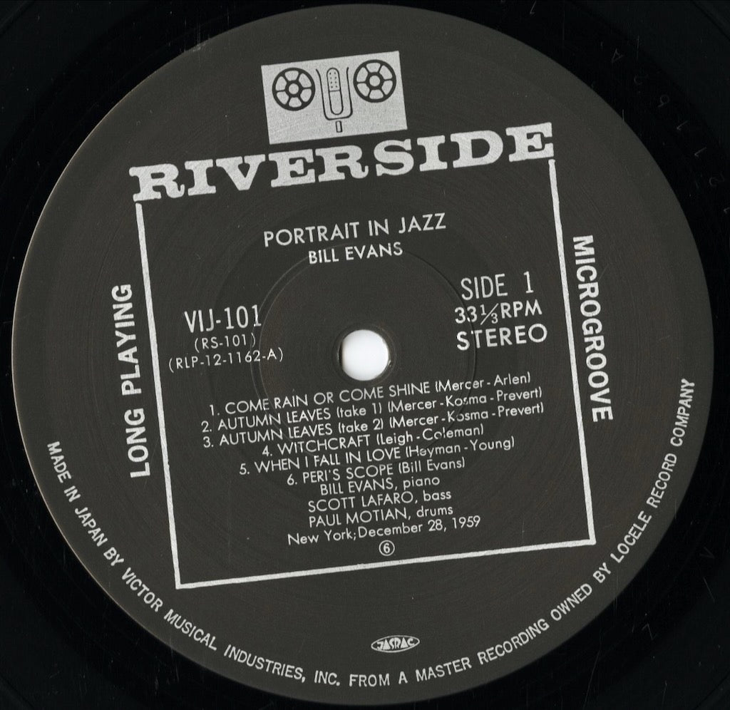 Bill Evans - Portrait In Jazz (VIJ-101) 1984 JPN Riverside｜中古LP