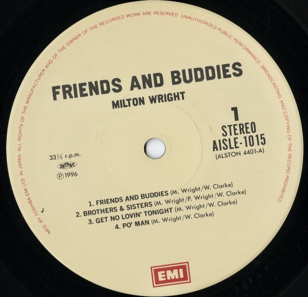 Milton Wright - Friends And Buddies (AISLE-1015) LP 1996 JPN EMI / Cisco｜中古LP