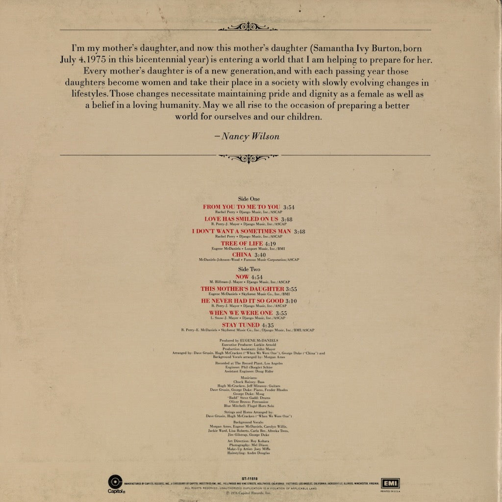 Nancy Wilson / ナンシー・ウィルソン / This Mother's Daughter (ST-11518)