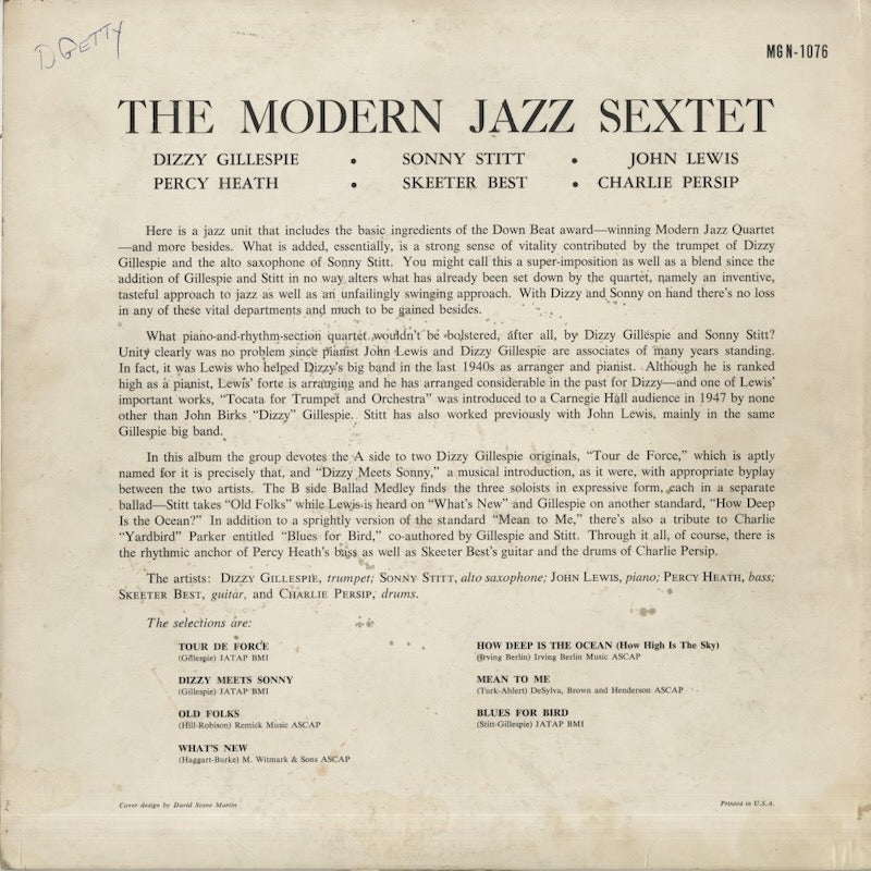 The Modern Jazz Sextet / (1956) / (MG N-1076)