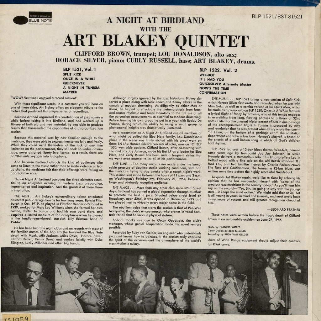 Art Blakey - A Night At Birdland Volume 1 (BST 81521) 1972 US Blue Note｜中古LP