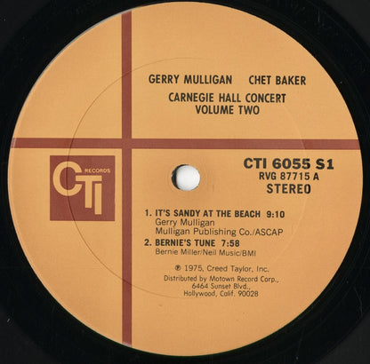 Gerry Mulligan / Chet Baker - Carnegie Hall Concert Volume 2 (CTI-6055-S1) 1975 US CTI｜中古LP