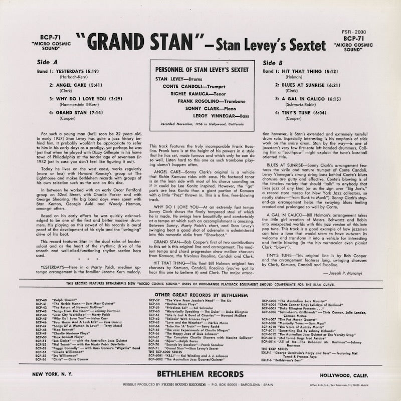 Stan Levey / スタン・リービー / Grand Stan (BCP-71)