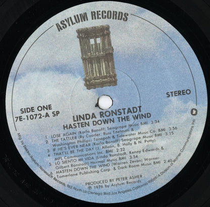 Linda Ronstadt - Hasten Down The Wind (7E-1072) LP 1976 US Asylum｜中古LP