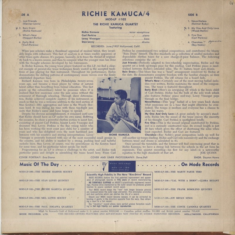 Richie Kamuca / リッチー・カミューカ / Richie Kamuca Quintet (Mod-LP-102)